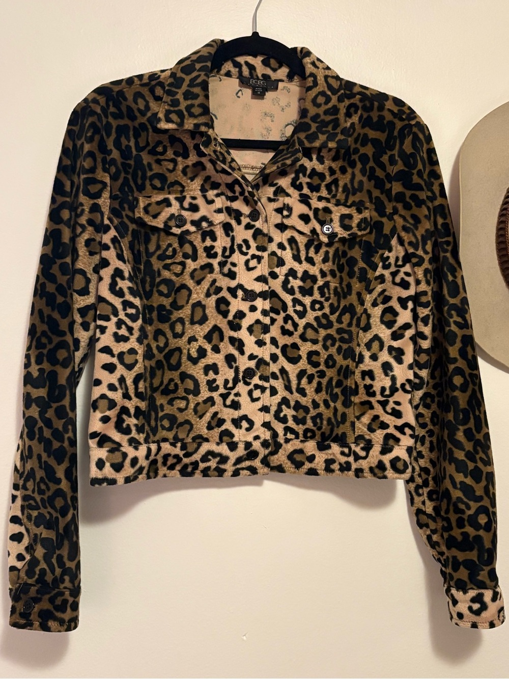 BCBGMAXAZRIA Leopard Print Trucker Jacket